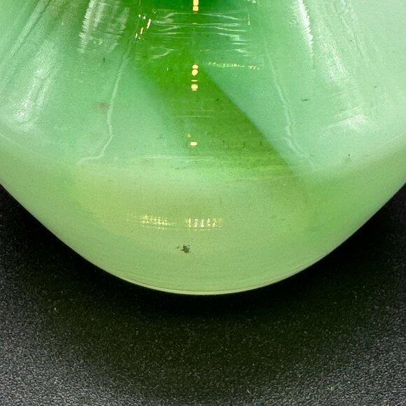 Hand Blown Glass Vase Green And White Swirl 5.5" Tall - Picture 4 of 7